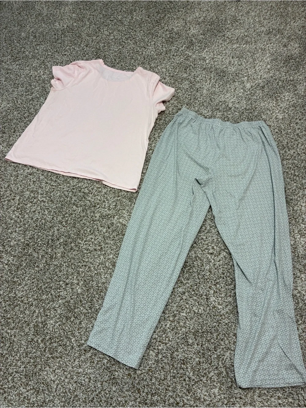 Croft & Barrow Pajama Set Medium Pink Butterfly Slate Blue Floral Heart Pants